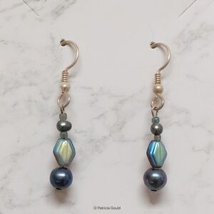 New - EA5 - Earrings, Czech glass and fresh water pearls - one of a kind